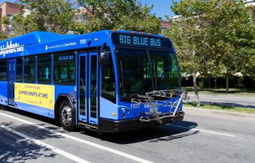 Santa Monica Big Blue Bus driving on the street